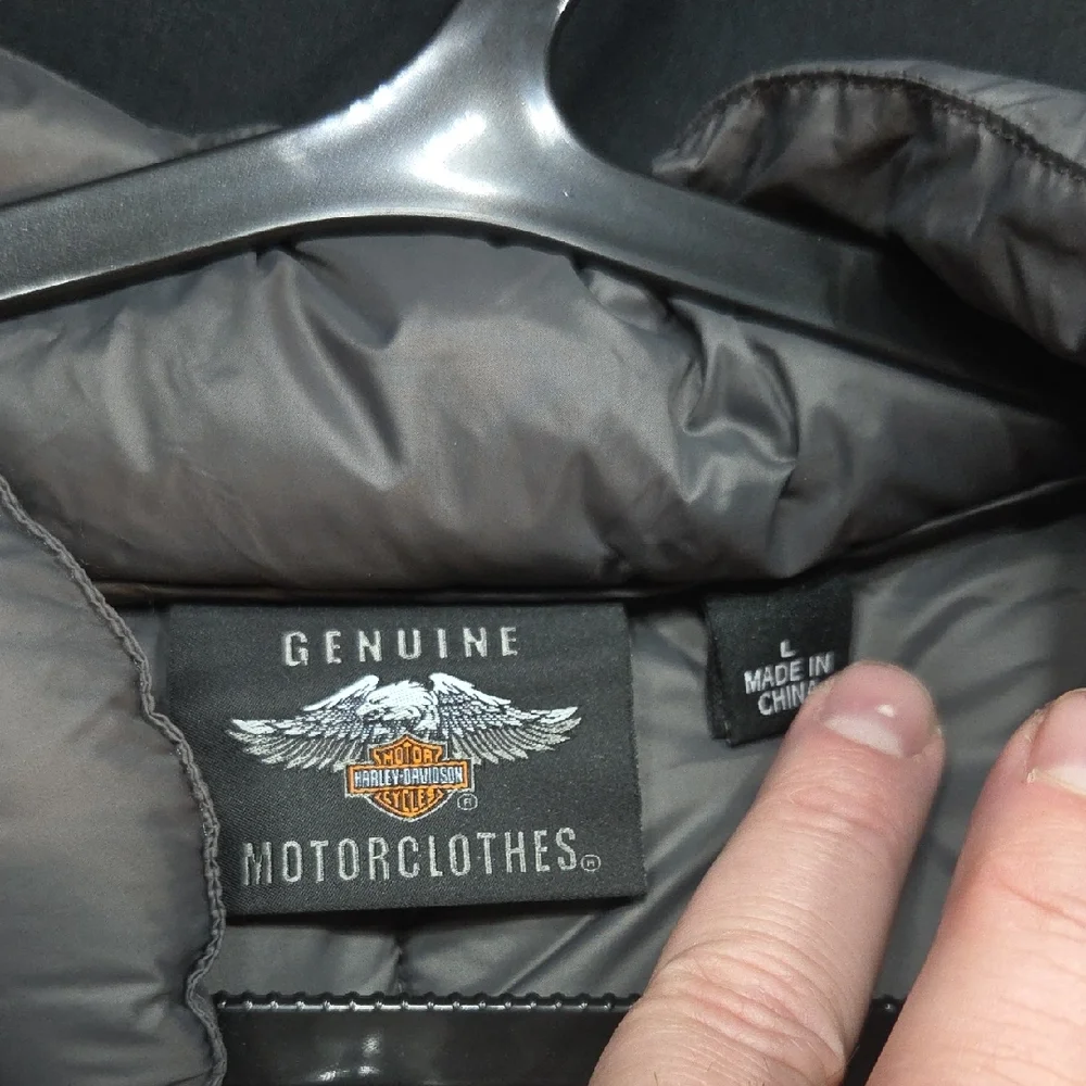 Mens Harley-Davidson Gray Puffer Jacket Size L - Picture 3 of 6